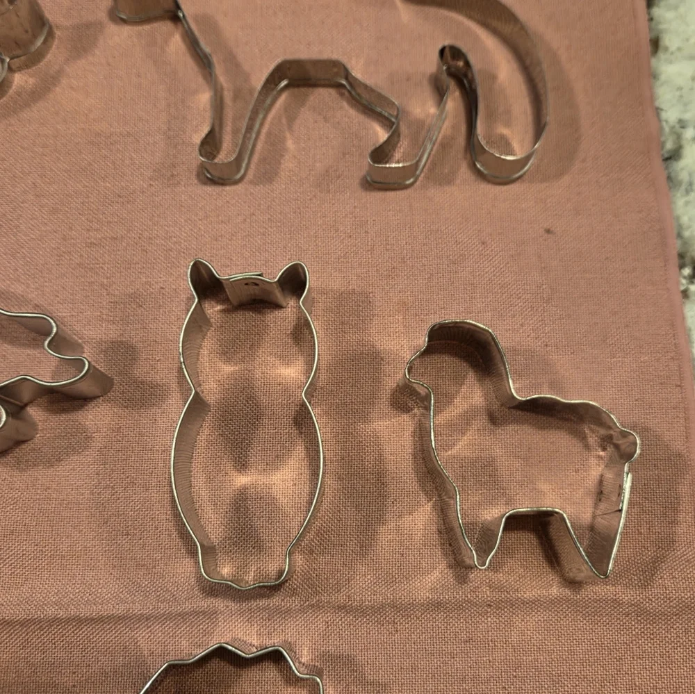 Bundle of 13 Metal Cookie Cutters Animals Dinosaurs Fox Turtle Owl Cat Bear Duck